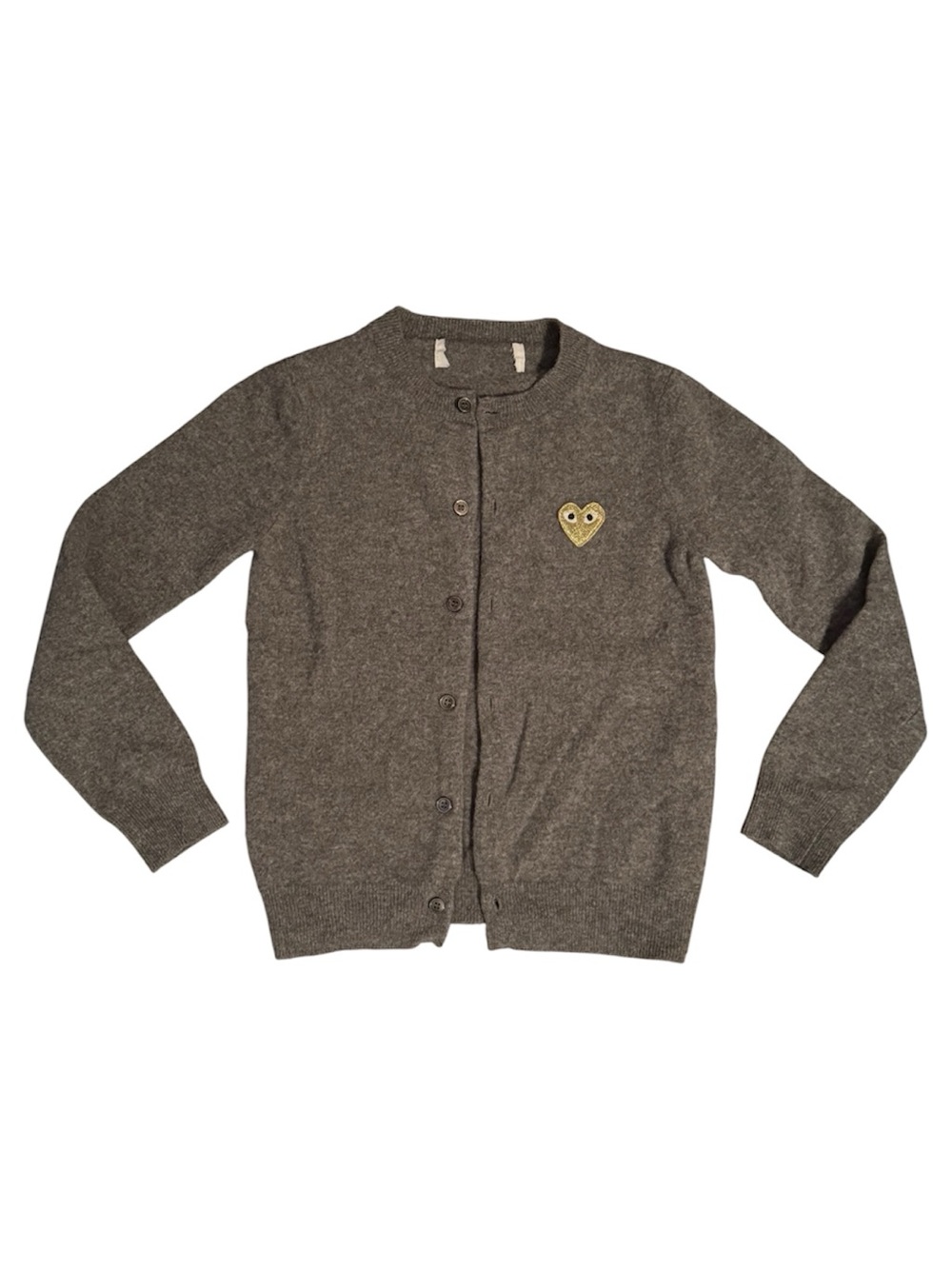Comme des Garçons Play Grey Wool Cardigan - Size Extra Small